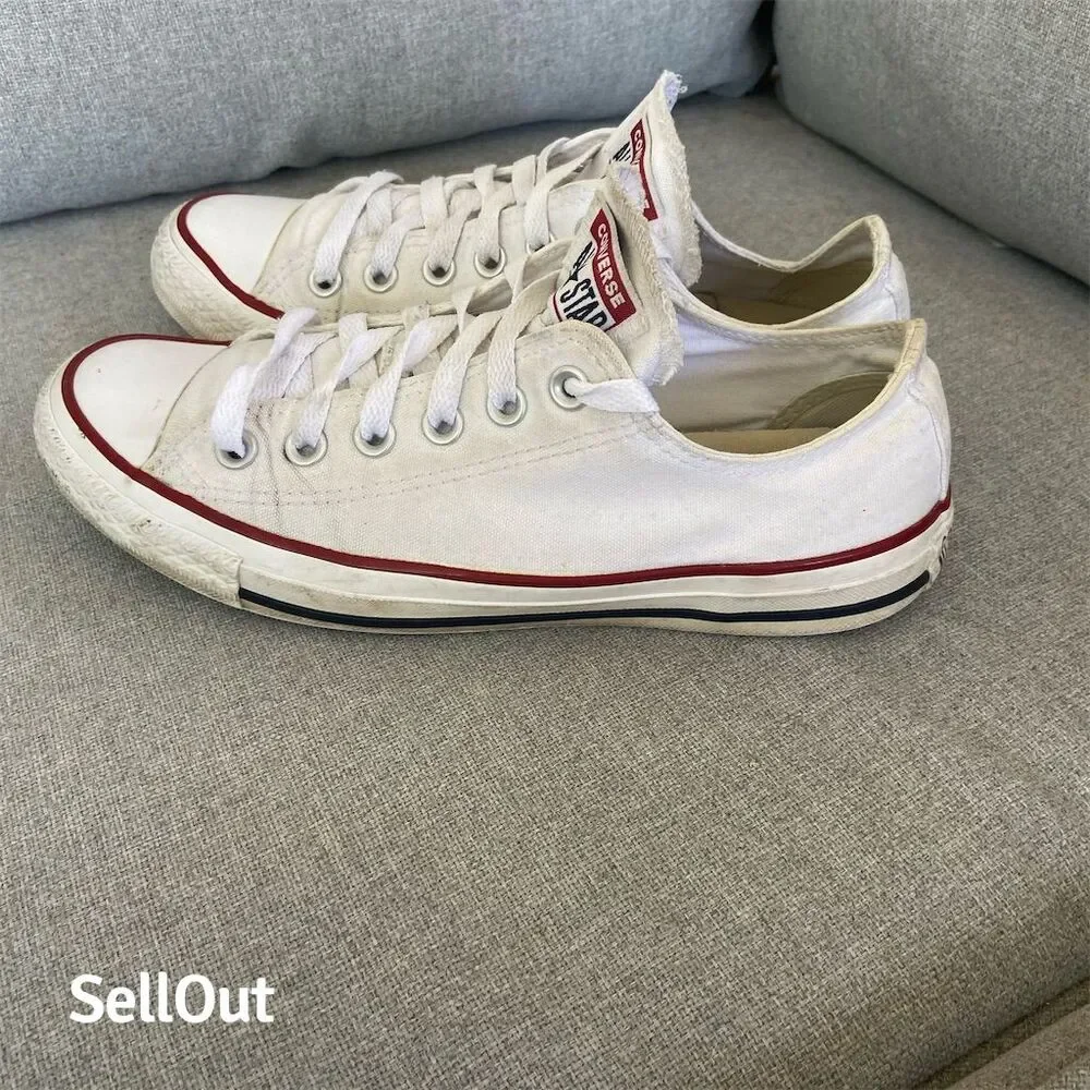 Converse Chuck Taylor All Star Low Top White Canvas Sneakers Unisex 6